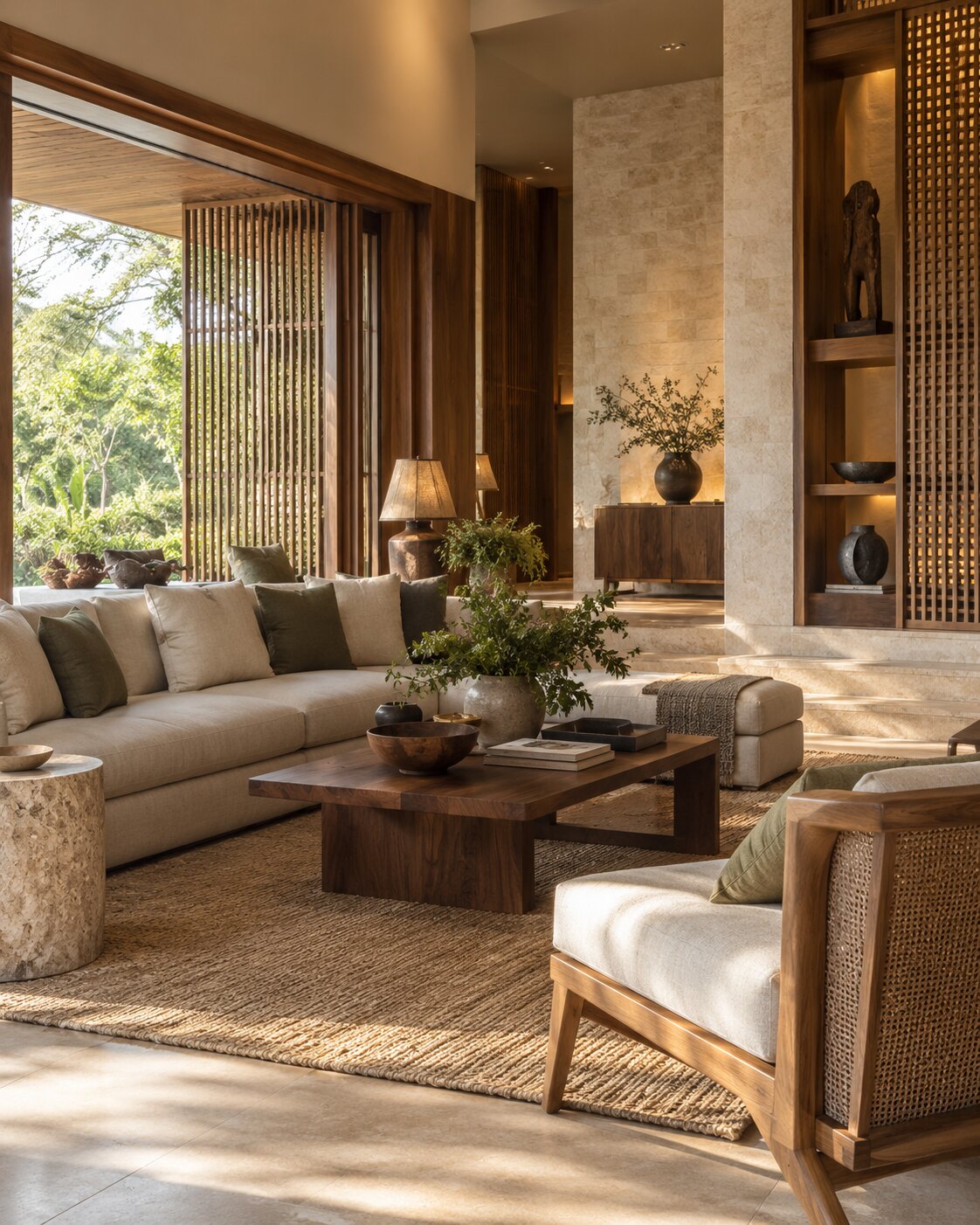 Warm contemporary luxury interior inspired by Northern Thai craftsmanship